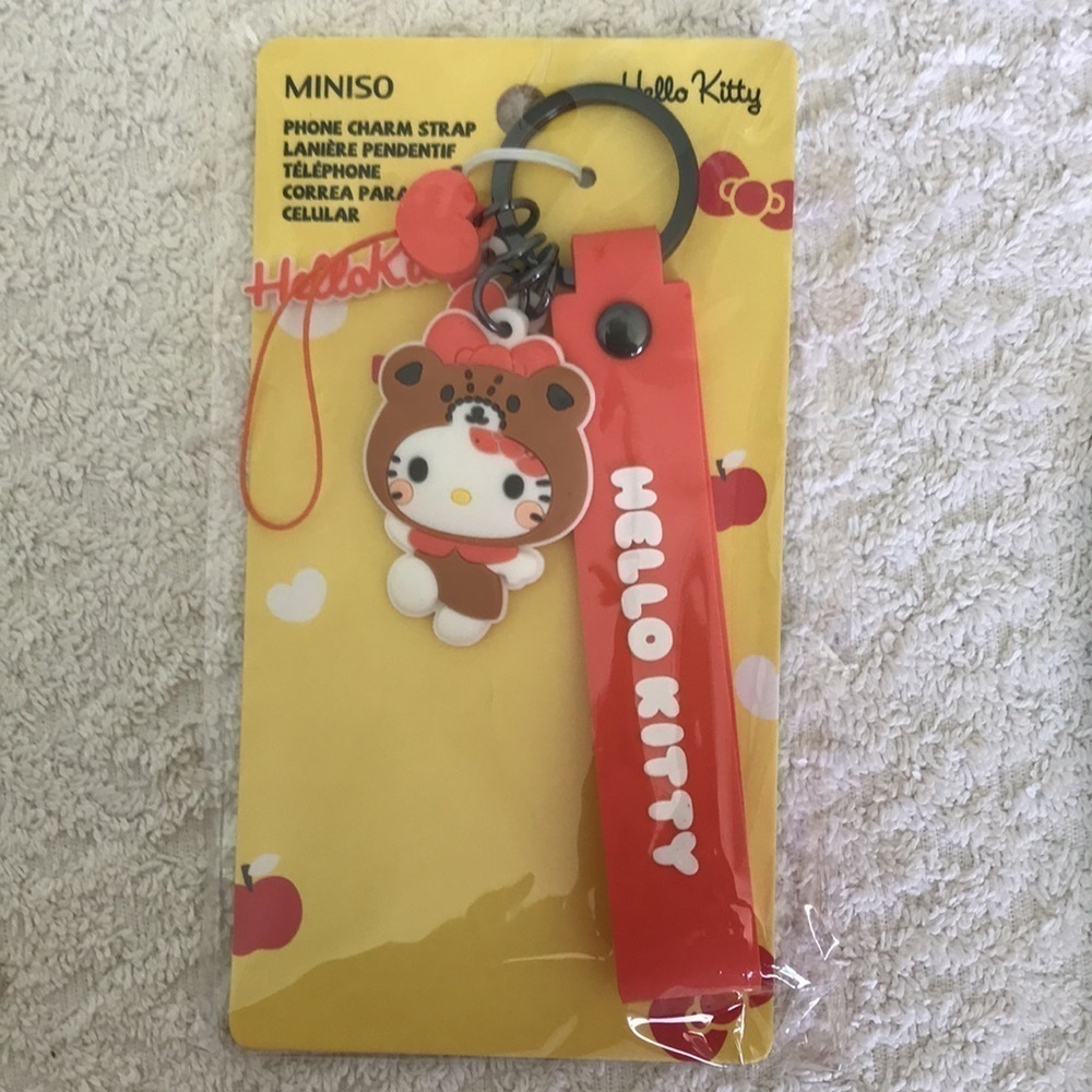 Sanrio x MINISO Hello Kitty Bear Costume Plush Bag Charm Keychain NWT Kawaii OS